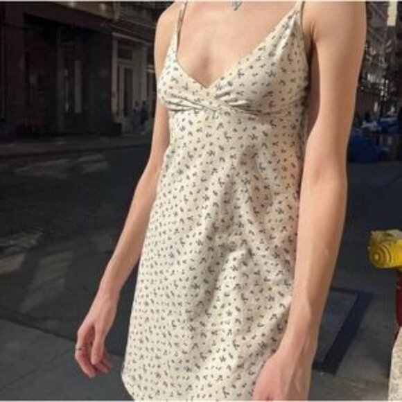 Brandy Melville Dresses & Skirts - Brandy Melville Cream & Blue Amara Floral Dress coquette cottagecore trad spring